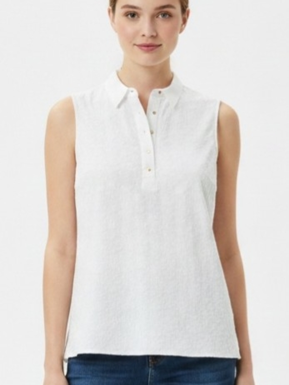 The Limited Women Tank Top Collared Lace Floral Sleeveless White Small New